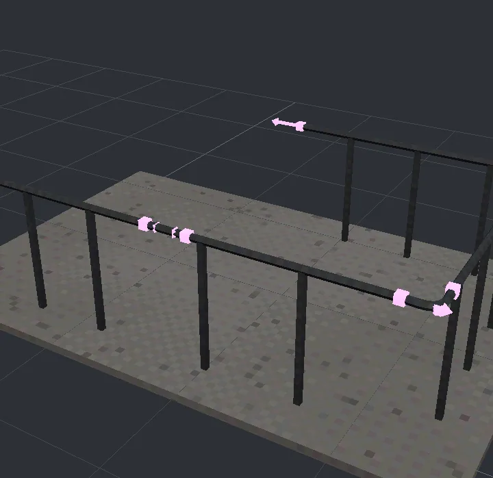 Rails joined round a corner